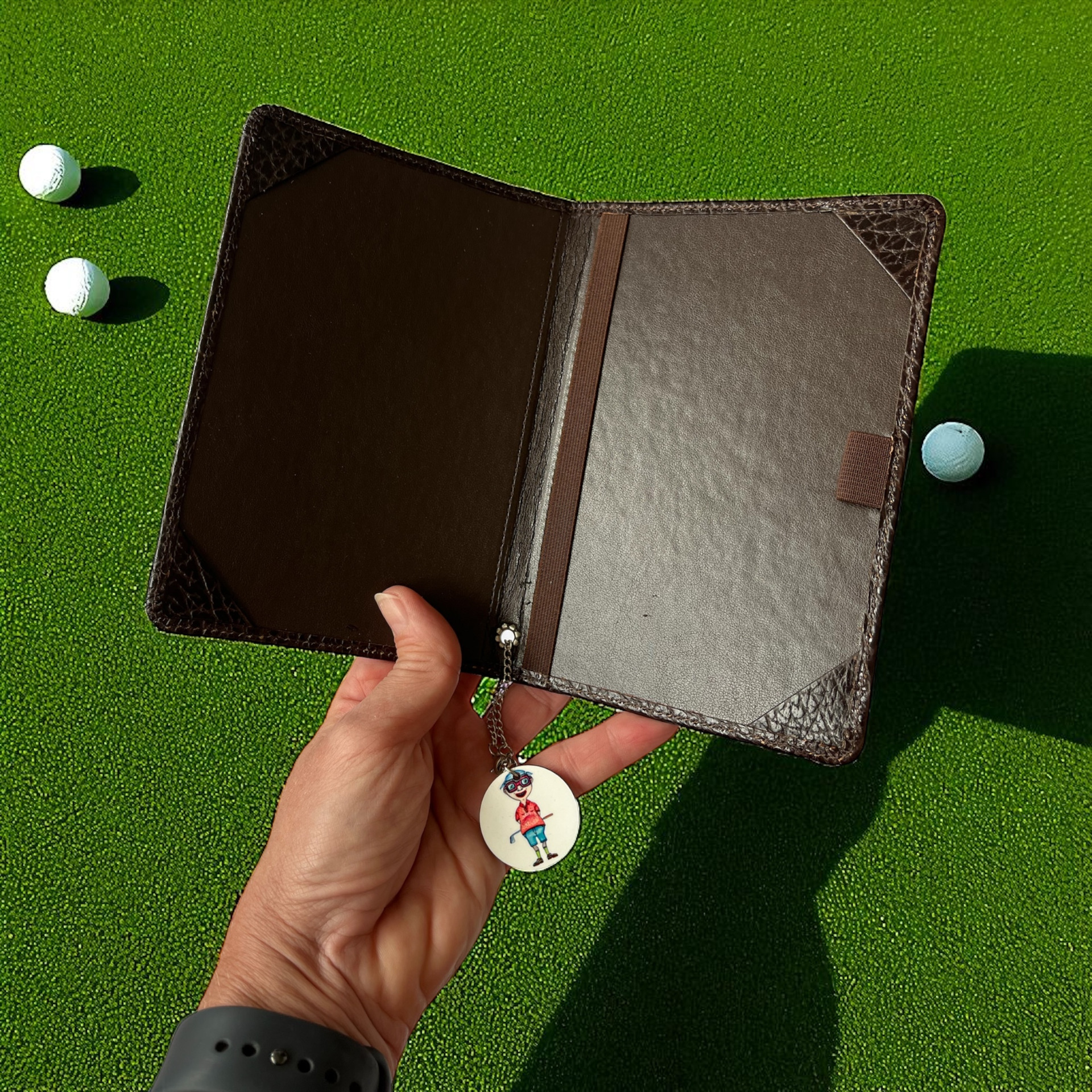 Birdie Country Leather Scorecard Holder – Dark Brown