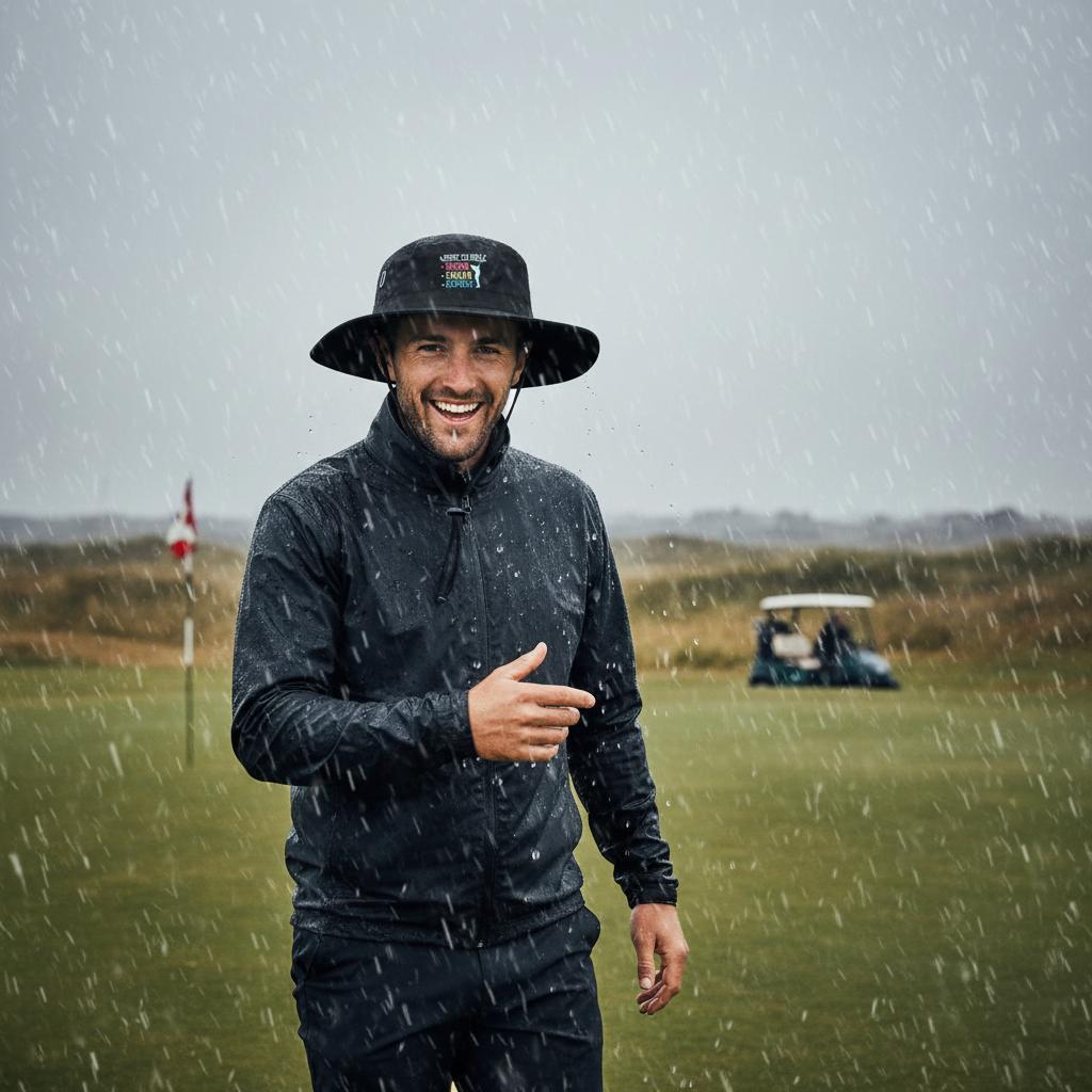 Black men's golf hat for rain and sun